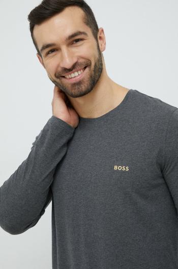 Tričko s dlouhým rukávem BOSS šedá barva