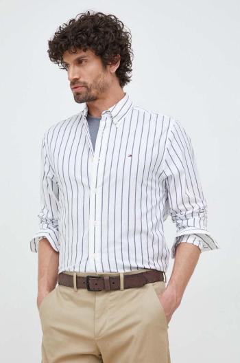 Bavlněné tričko Tommy Hilfiger bílá barva, regular, s límečkem button-down