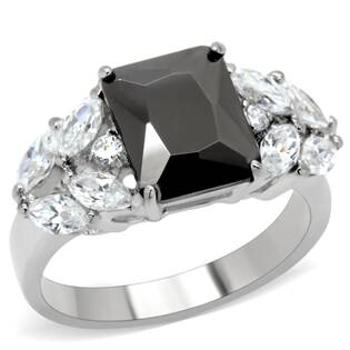 Šperky4U Ocelový prsten s černým kamenem - velikost 62 - AL-0105-62