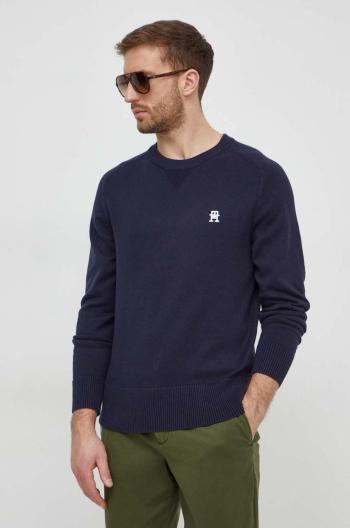 Bavlněný svetr Tommy Hilfiger tmavomodrá barva, lehký, MW0MW34687