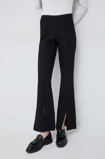 Kalhoty Y.A.S Vinna dámské, černá barva, široké, medium waist