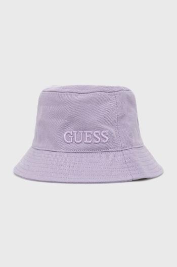 Bavlněná čepice Guess fialová barva