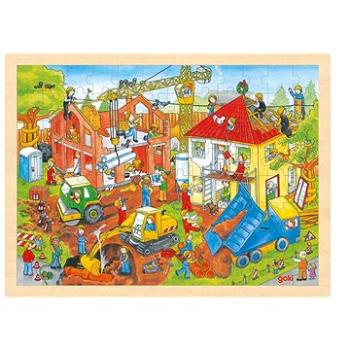 Goki Dřevěné puzzle Na staveništi 96 dílků (57670)