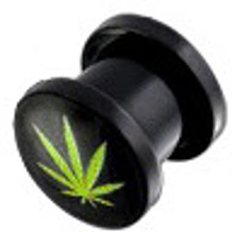 Šperky4U Plug černý - list marihuany - PL01080-03L