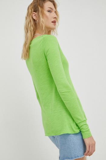 Tričko s dlouhým rukávem American Vintage zelená barva