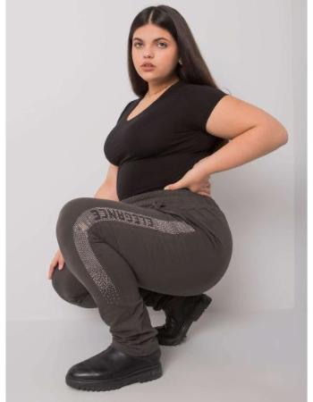 Dámské tepláky plus size AELIS tmavé khaki  