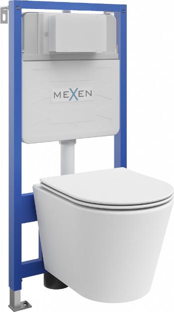 MEXEN/S WC předstěnová instalační sada Fenix Slim s mísou WC Rico + sedátko softclose,  bílá mat 61030724001