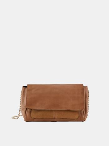 Hnědá kožená crossbody kabelka Pieces Gunna