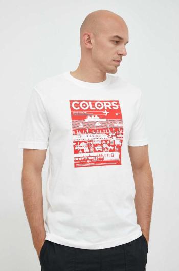 Bavlněné tričko United Colors of Benetton Colors béžová barva, s potiskem