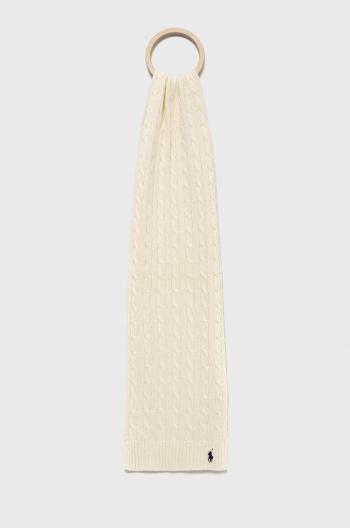 Bavlněný šátek Polo Ralph Lauren béžová barva, hladký
