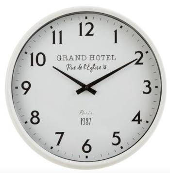 Bílé nástěnné hodiny Grand Hotel Paris - Ø 40*10 cm 2913