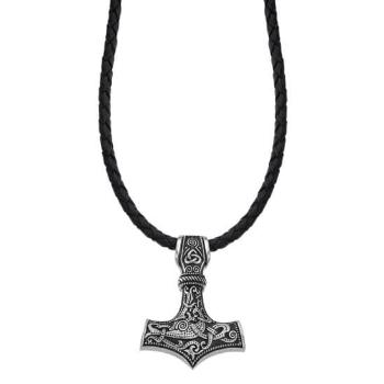 Lotus Style Designový černý kožený náhrdelník Dark Style LS2107-1/1