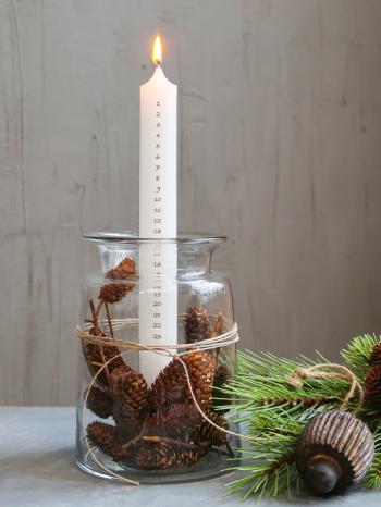 Bílá antik adventní svíčka s čísly 1-24 Advent Candle - Ø 3*29cm / 20h 71083801 (71838-01)