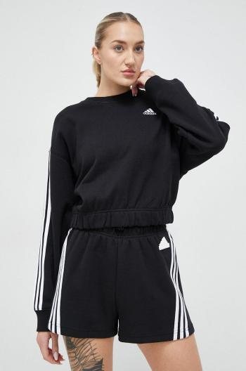 Bavlněná mikina adidas dámská, černá barva, s aplikací