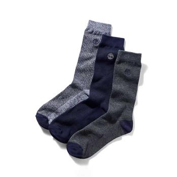 Three Pair Pack Piqué Crew Socks – L