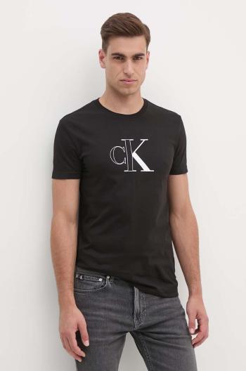 Bavlněné tričko Calvin Klein Jeans černá barva, s potiskem, J30J325678