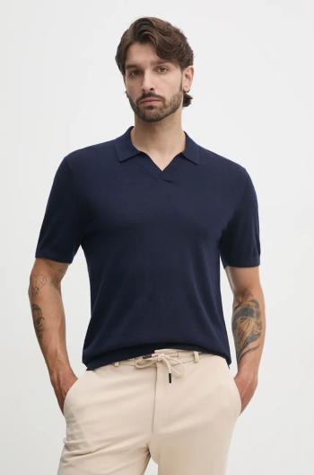 Vlněné polo tričko Tommy Hilfiger tmavomodrá barva, MW0MW36538