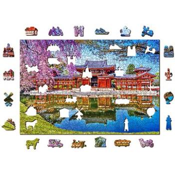 Woden City Dřevěné puzzle Chrám Byodo-in, Kjóto, Japonsko 2v1, 505 dílků eko (TR 505-0123-L)