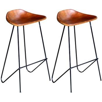 Barové židle 2 ks černé a hnědé pravá kůže (243304)