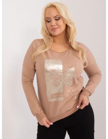 Dámská halenka plus size s aplikací tmavě béžová 