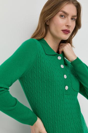 Kašmírový svetr Custommade dámský, zelená barva, lehký