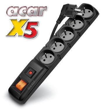 Rozvodný panel ACAR X5/5m 5x220V černý+přep.ochr.