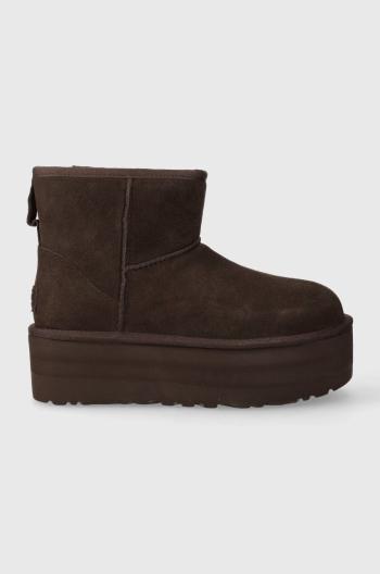 Semišové sněhule UGG Classic Mini Platform hnědá barva, 1134991