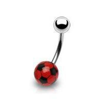Šperky4U Piercing do pupíku - fotbalový míč, barva červená - BA01030-R