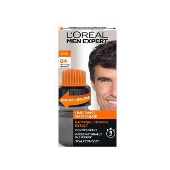 L'Oréal Paris Men Expert One-Twist Hair Color 50 ml barva na vlasy pro muže 04 Medium Brown na všechny typy vlasů