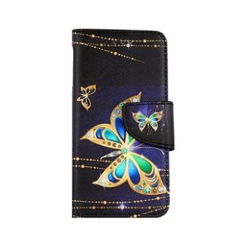TopQ Pouzdro iPhone SE 2022 knížkové Zlatý motýl 74910 (Sun-74910)
