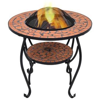 Mozaikový stolek s ohništěm terakotový 68 cm keramika (46723)