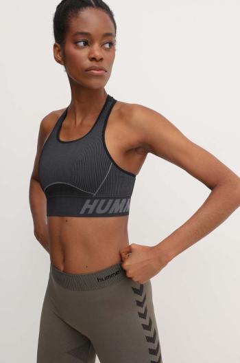 Sportovní podprsenka Hummel hmlTE CHRISTEL SEAMLESS SPORTS černá barva, melanž, 213753