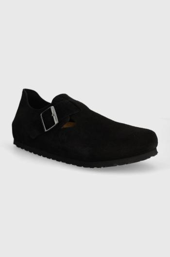 Semišové polobotky Birkenstock London pánské, černá barva, 1028103