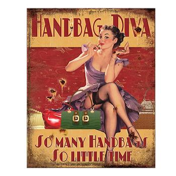 Červená nástěnná cedule Handbag Diva - 20*1*25 cm 6Y5102