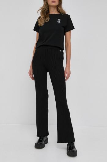 Kalhoty Guess dámské, černá barva, široké, high waist