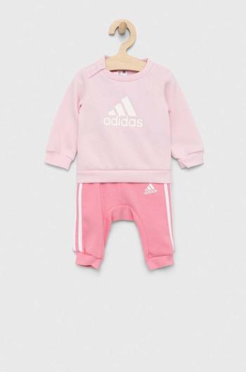 Kojenecká tepláková souprava adidas I BOS LOGO růžová barva