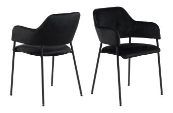 Sada 2 ks − Židle s opěrkou Lima – černá