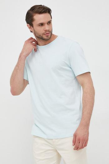 Bavlněné tričko Selected Homme tyrkysová barva, s aplikací