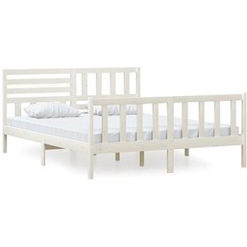 Rám postele bílý masivní dřevo 160 × 200 cm, 3101164 (3101164)