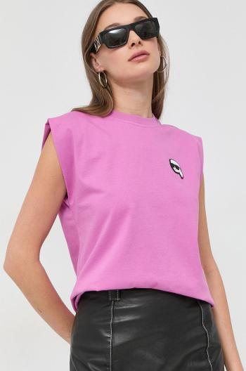 Bavlněný top Karl Lagerfeld růžová barva