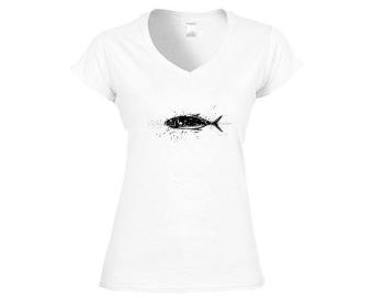 Dámské tričko V-výstřih Ryba