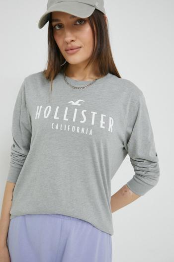 Tričko s dlouhým rukávem Hollister Co. šedá barva