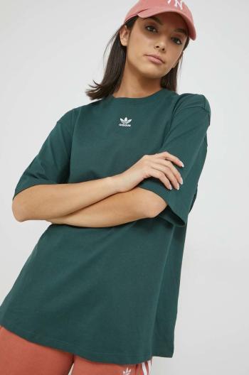 Bavlněné tričko adidas Originals zelená barva