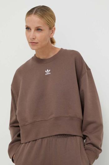 Mikina adidas Originals Adicolor Essentials Crew Sweatshirt dámská, hnědá barva, s aplikací, IR5971