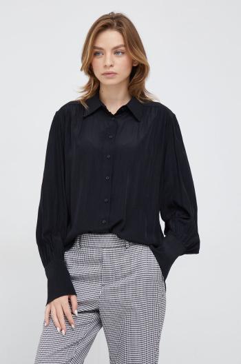 Košile Sisley dámská, černá barva, regular, s klasickým límcem