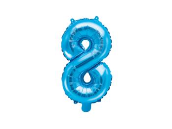 PartyDeco Fóliový balónek Mini - Číslo 8 modrý 35cm