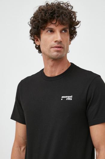 Bavlněné tričko Manuel Ritz černá barva, s potiskem