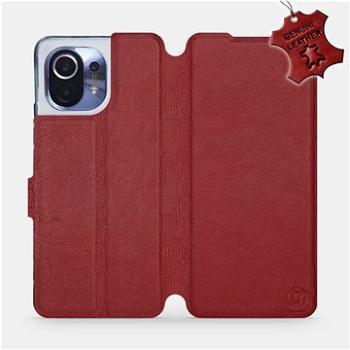 Kožené flip pouzdro Xiaomi Mi 11 - Tmavě červené -  Dark Red Leather (5903516622245)