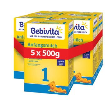 Bebivita Mléko 1 Instantní počáteční mléčná kojenecká výživa od narození, 5 x 500 g