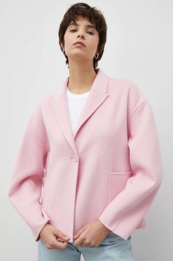 Vlněná bunda American Vintage růžová barva, přechodná, oversize